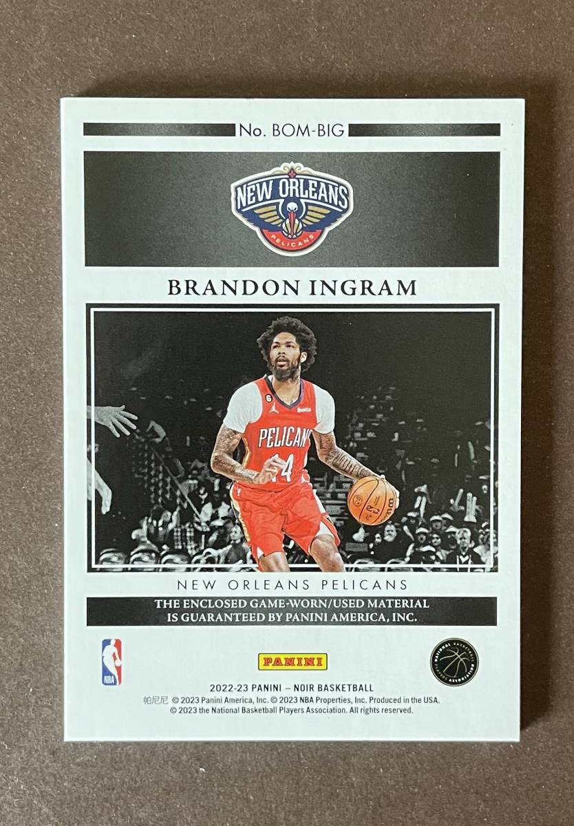 2022-23 Panini Noir Basketball Box Office Memorabilia Brandon Ingram /99 Pelicans NBAカードの画像2