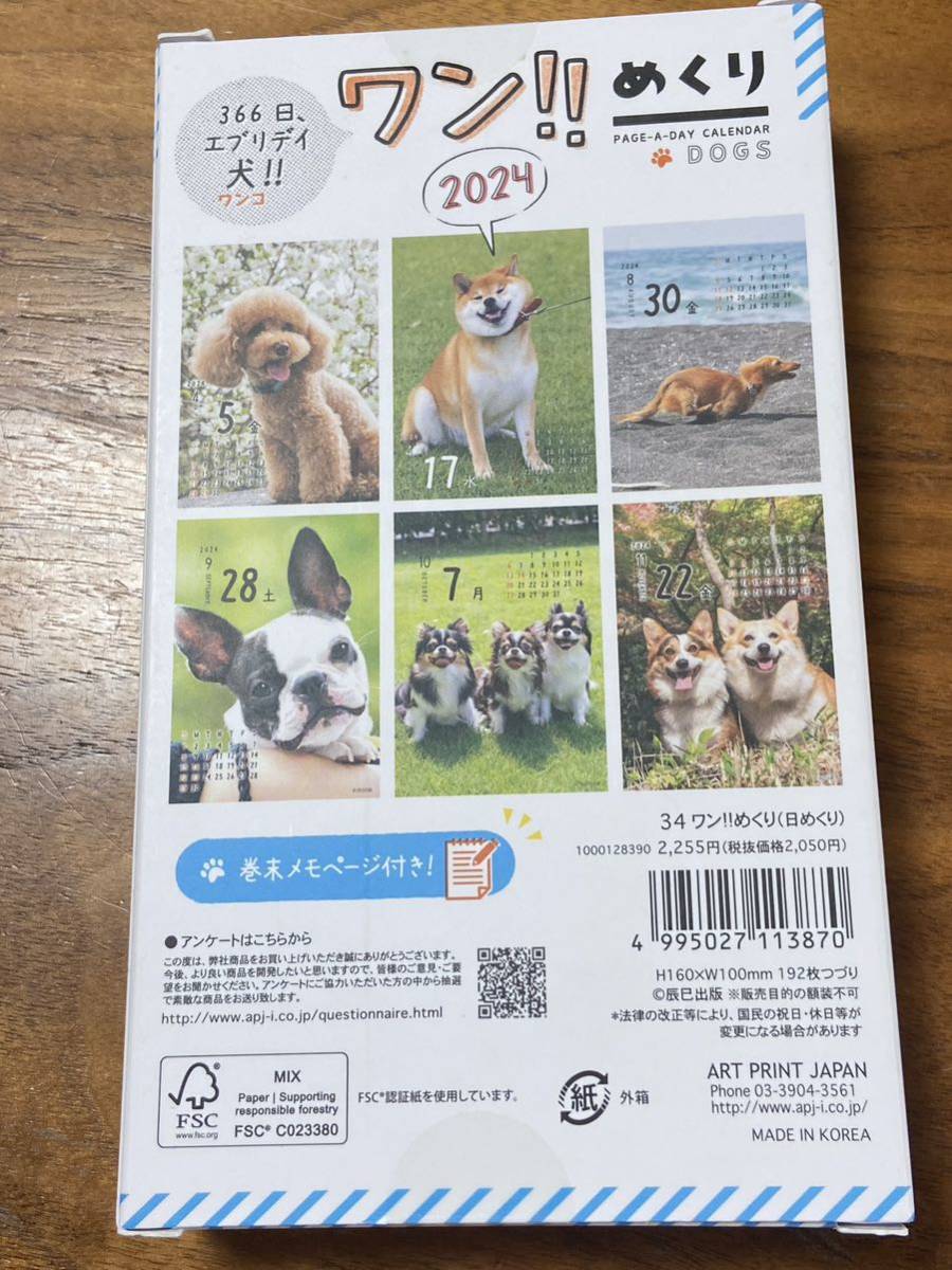 ★未開封品★日めくりカレンダー★2024 ワン!!めくり★犬好き★送料無料★_画像3