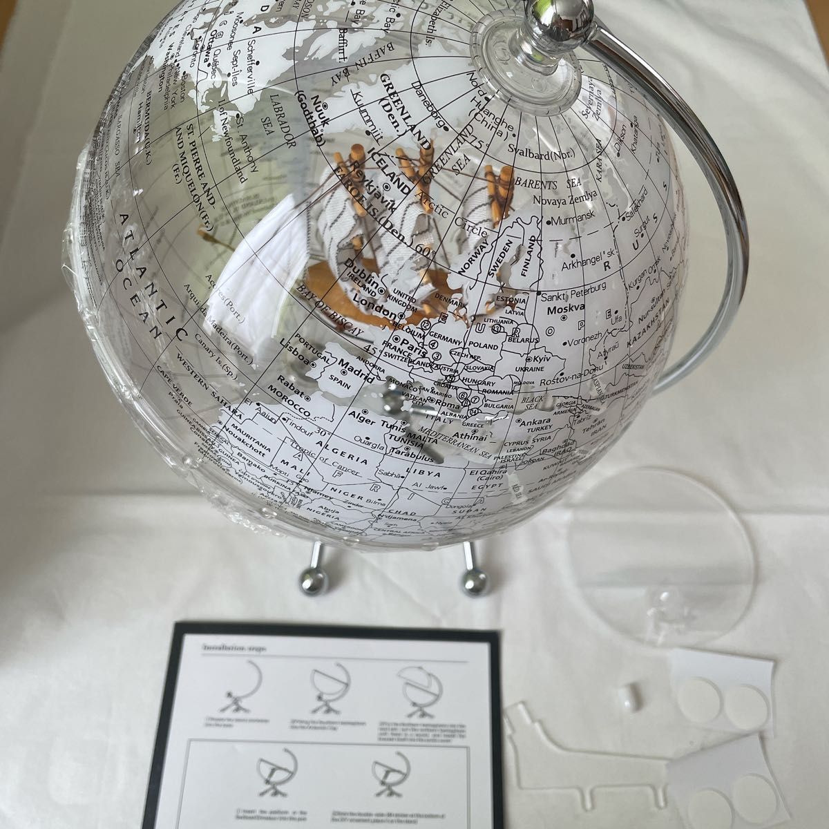 透明地球儀 世界地図  子供教育用ギフト テーブルの飾り用