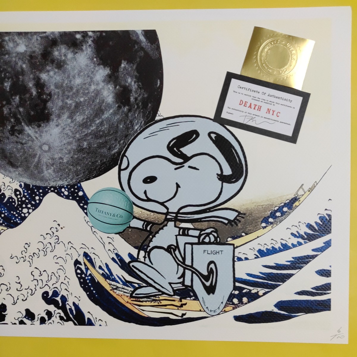 DEATH NYC 世界限定100枚 アートポスター　SNOOPY　スヌーピー　葛飾北斎　浮世絵　波　WAVE　地球　EARTH　宇宙　SPACE　Tiffany　ボール_画像4