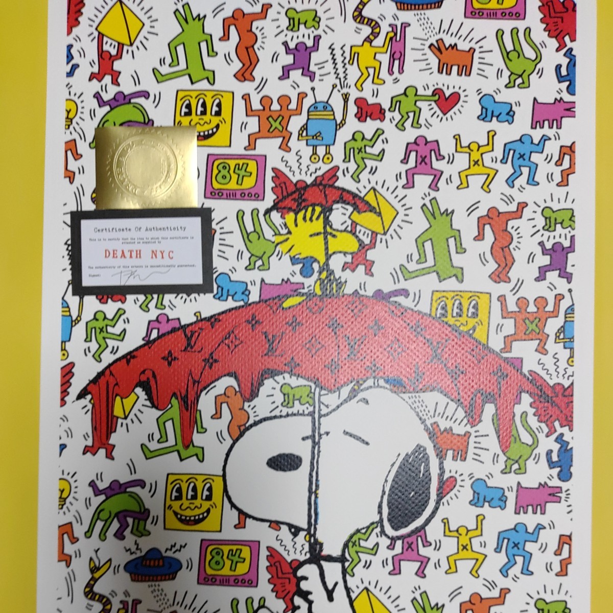 DEATH NYC 世界限定100枚 アートポスター　SNOOPY　スヌーピー　キースヘリング　Keith　Haring　ルイヴィトン　LOUISVUITTON 傘 umbrella_画像3