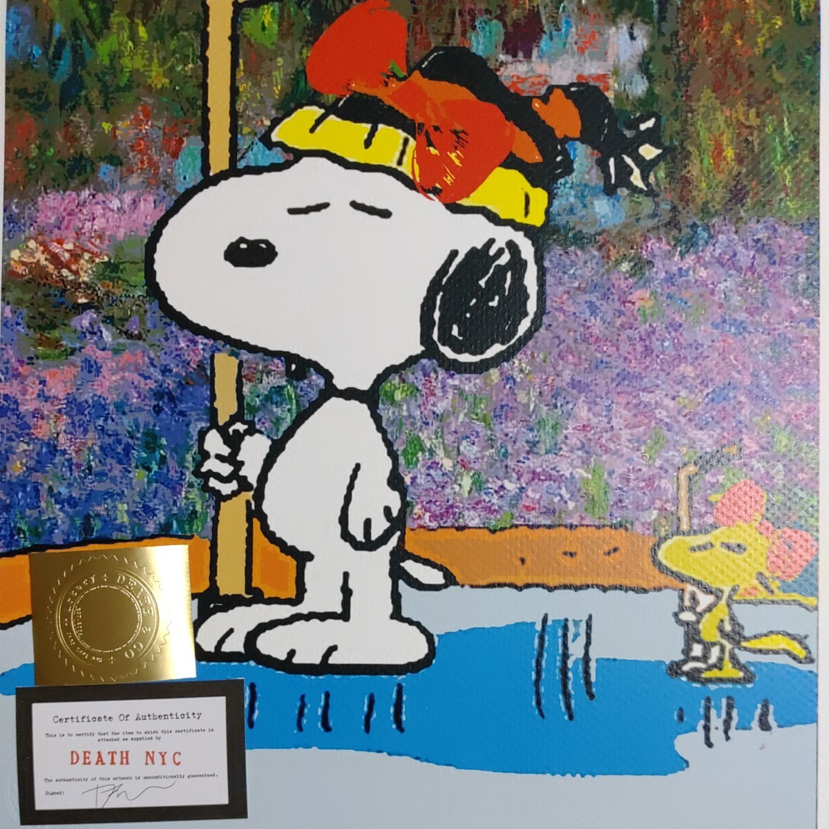 DEATH NYC 世界限定100枚 アートポスター スヌーピー SNOOPY ウッドストック モネ Monet 睡蓮 蓮 アイスホッケー PEANUTS トム エバハートの画像3