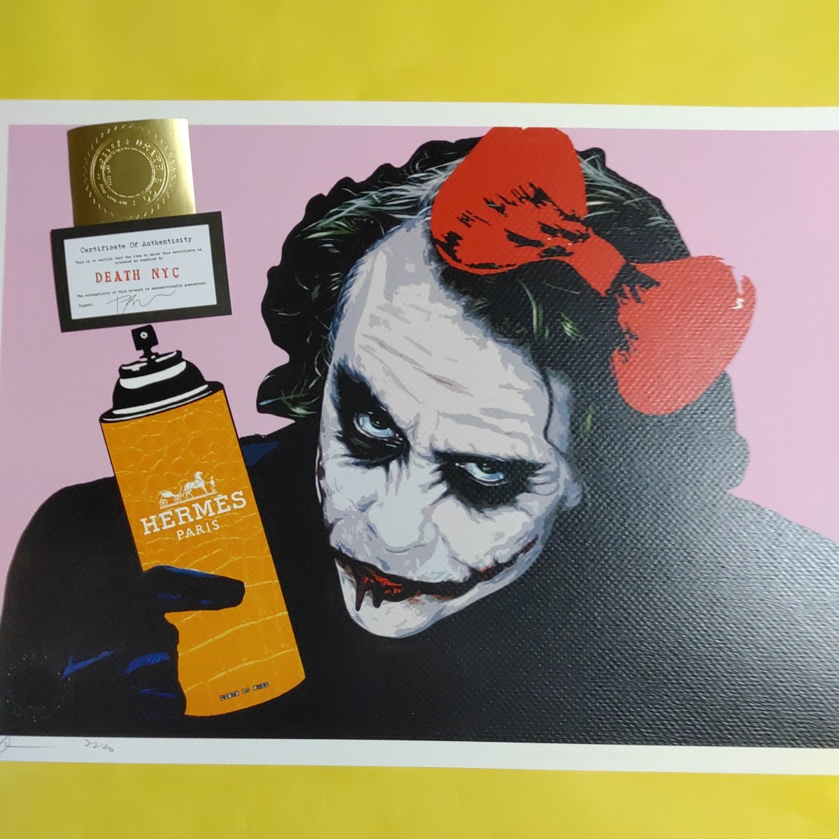 DEATH NYC 世界限定100枚 アートポスター BATMAN バットマン ジョーカー JOKER レッドリボン Spray スプレー缶 Banksy バンクシーの画像1