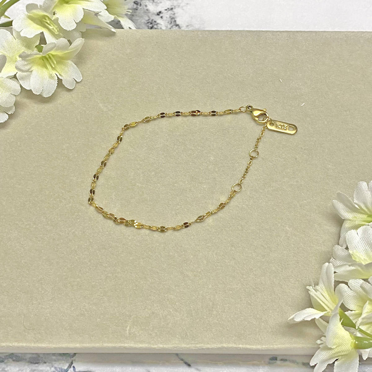 新品 1円スタート ゴールドブレスレット 18金 18kgp 印字あり Gold Bracelet 19_画像1