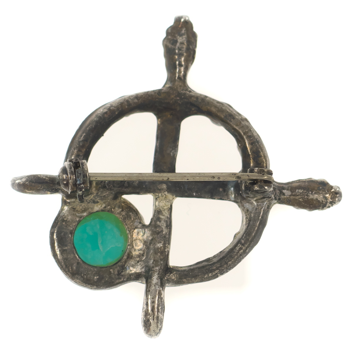 UK1379* 2 ps. .so-do motif blue green kaboshonvai King Celt England Britain Vintage brooch *