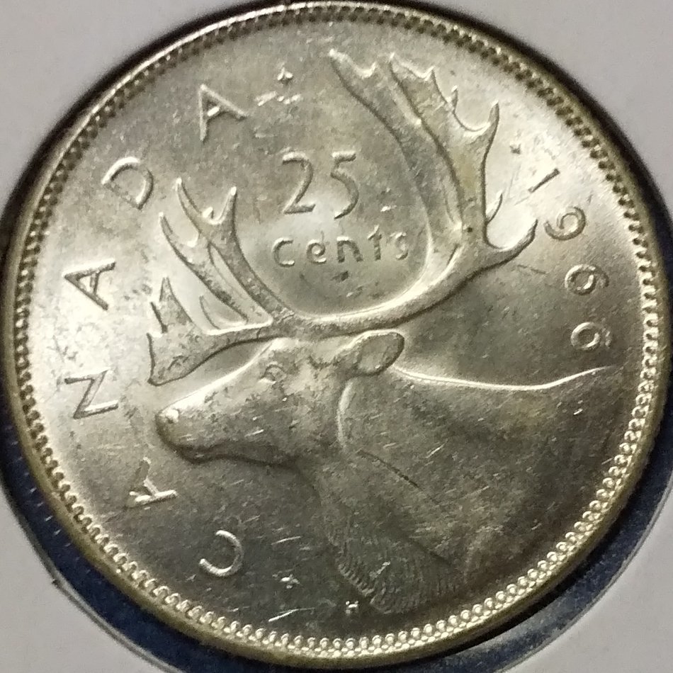 (C-576) 25セント銀貨　1966年　カリブー ③_画像1
