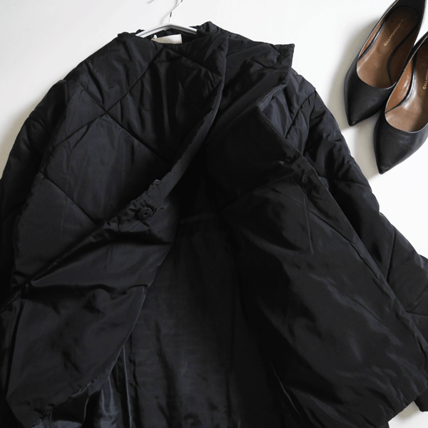 新品■ボンジュールサガンap retro■マフラー付き中綿ノーカラーキルティングジャケット 黒♪軽く温か♪ゆったりオーバーサイズ♪_画像3