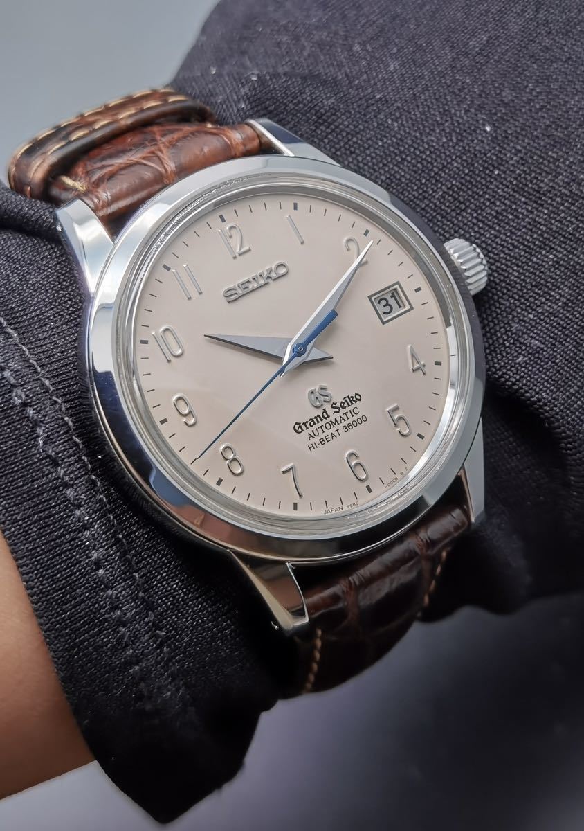 中古美品 グランドセイコー Grand Seiko セイコー SEIKO SBGH013 9S85-00F0 アイボリー SS デイト ハイビート 自動巻き メンズ 腕時計_画像9