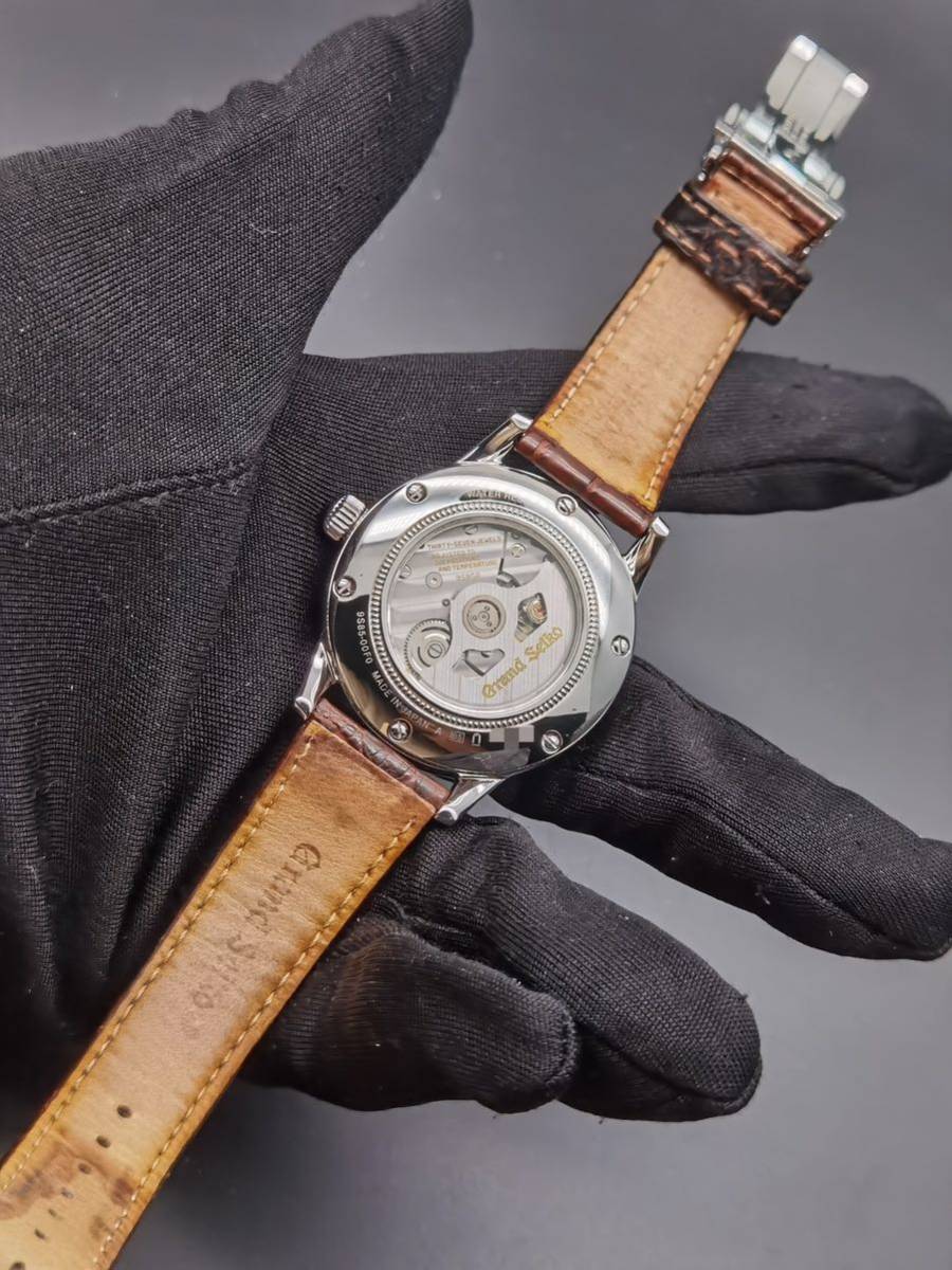 中古美品 グランドセイコー Grand Seiko セイコー SEIKO SBGH013 9S85-00F0 アイボリー SS デイト ハイビート 自動巻き メンズ 腕時計_画像10