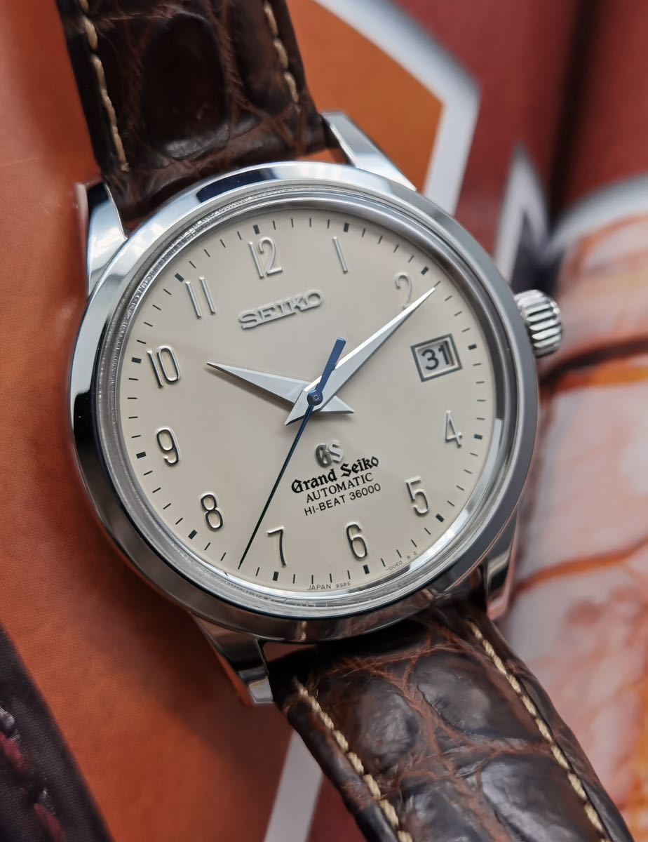 中古美品 グランドセイコー Grand Seiko セイコー SEIKO SBGH013 9S85-00F0 アイボリー SS デイト ハイビート 自動巻き メンズ 腕時計