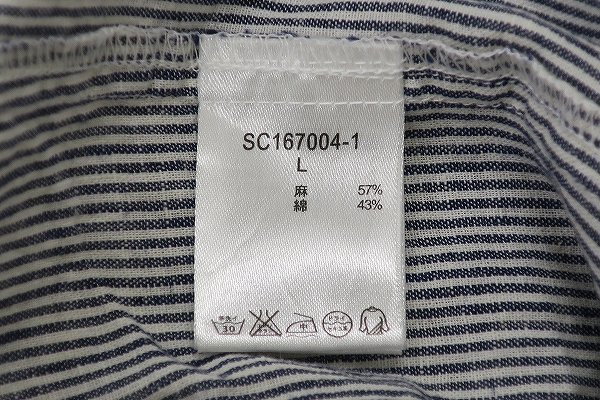 5T7785# не использовался товар Studio Clip хлопок linen полоса рубашка One-piece STUDIO CLIP
