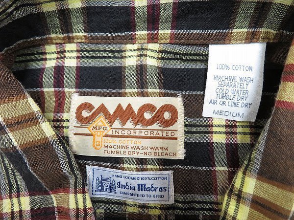 6T7768【クリックポスト対応】CAMCO 半袖マドラスチェックオープンカラーシャツ カムコ_画像3