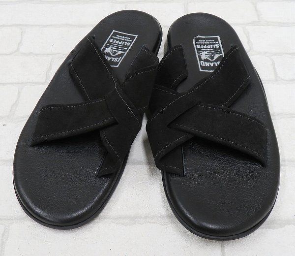 2S5609■未使用品 ISLAND SLIPPER スエード×レザークロスサンダル アイランドスリッパ