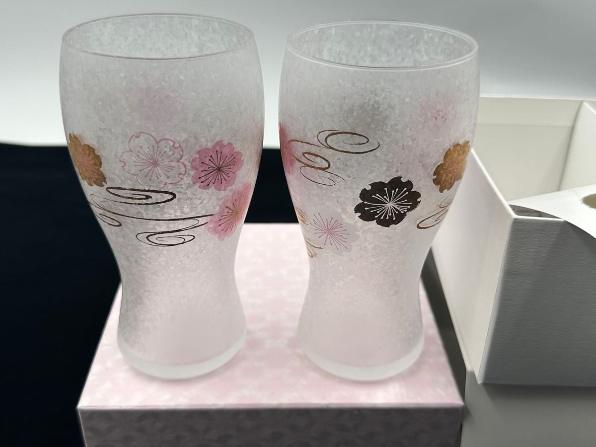アデリア(ADERIA) プレミアムニッポンテイスト 桜水紋 ビールグラス 380ml ペア 日本製　