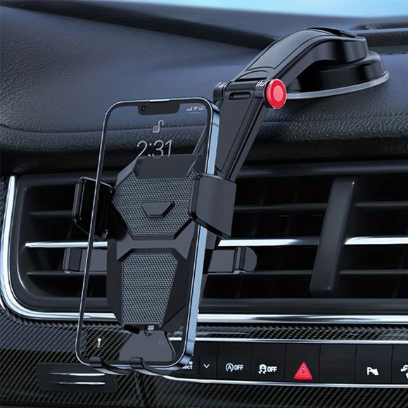 スマートフォンホルダー ブラック ABS製 吸盤タイプ 汎用 車載用 お好みの場所に貼り付けるだけ！ AP-AS1000-BK_画像2