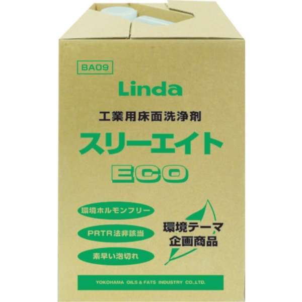 横浜油脂工業(Linda) 工業用床面洗浄剤 スリーエイトECO 18kg 水性 BA09(2498)