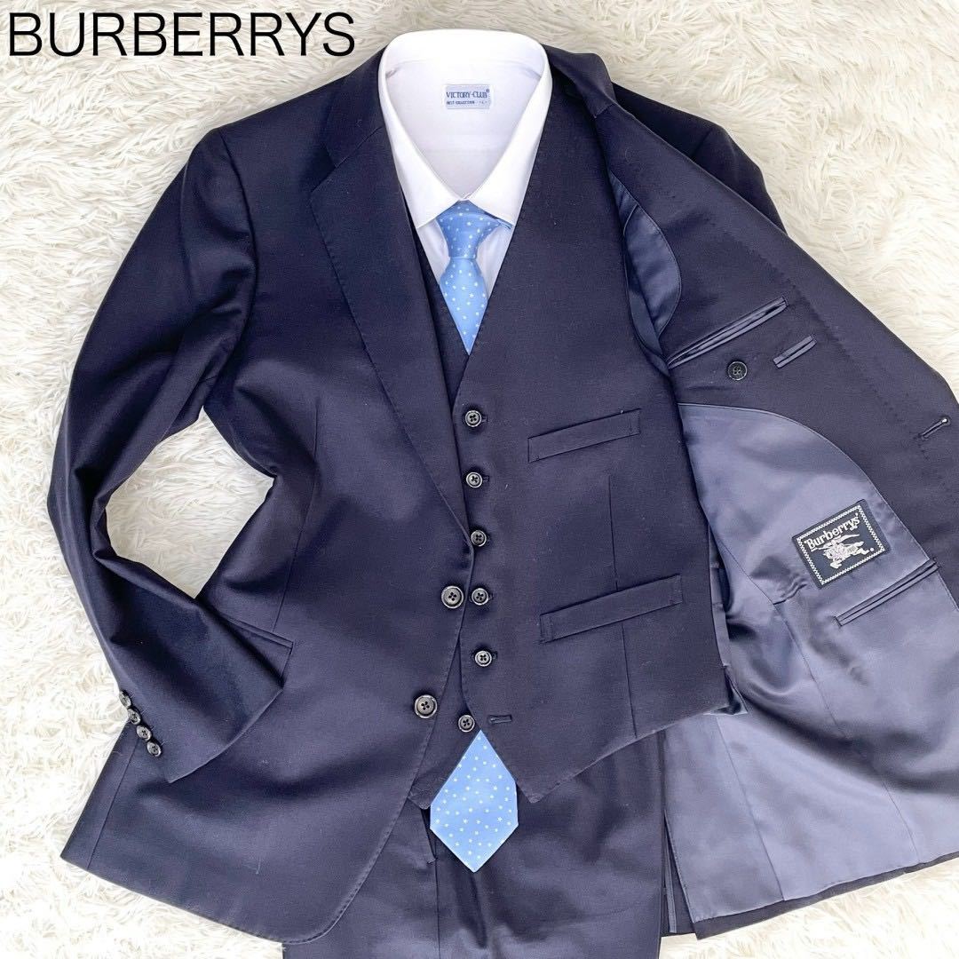 Burberrys【希少 美品】スリーピース スーツ 紺 M位 YA5 バーバリーズ 3ピース ビジネス メンズ セットアップ