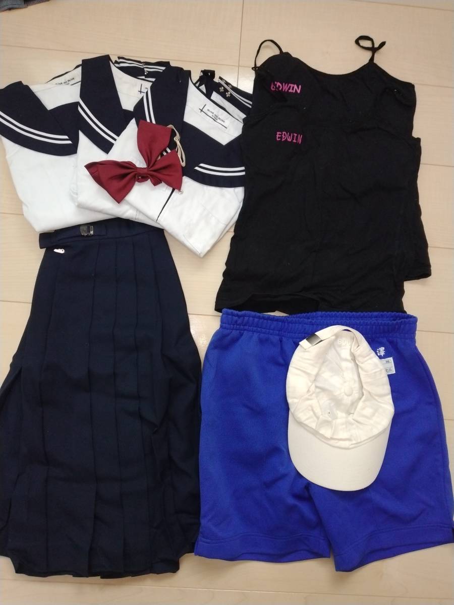 処分品（断捨離）・エコeco整理品コスプレ：150サイズ中学生制服テニス少女なりきりセット_画像1