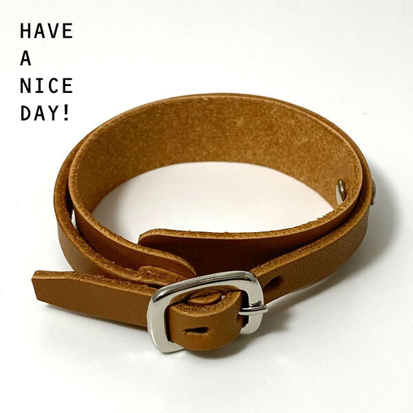 [S size ] leather bracele wristband 2 -ply to coil cow leather original leather accessory men's Lady's cow leather hand made Brown 