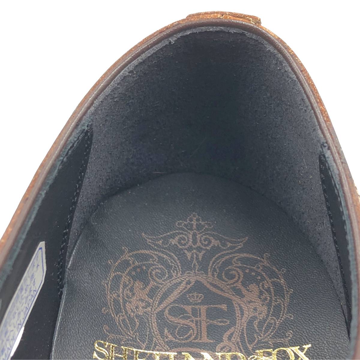 即決 未使用 SHETLANDFOX シェットランドフォックス 24.5cm 6.5 001F メンズ レザーシューズ プレーントゥ 茶 ブラウン 革靴 皮靴 ビジネス
