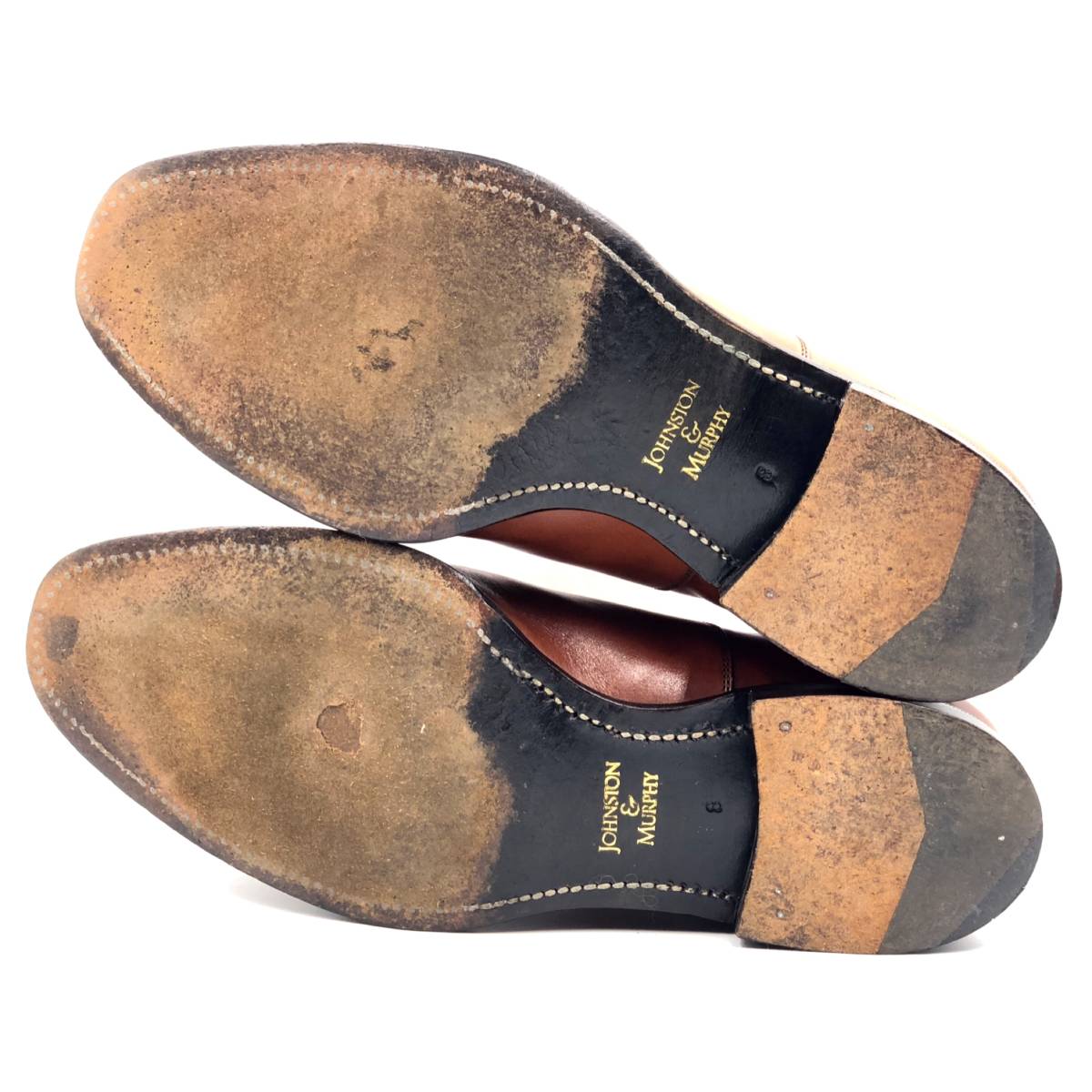 即決 Johnston&Murphy ジョンストン&マーフィー 26cm 8 メンズ レザーシューズ ストレートチップ 茶 ブラウン 革靴 皮靴 ビジネスシューズ