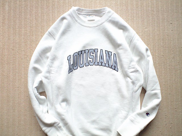 復刻 青タグ Champion REVERSE WEAVE ワイドシルエット スウェット 大きめ Mサイズ ルイジアナ LOUISIANA 白_画像5