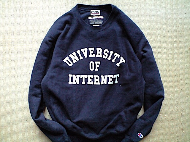 即決 別注品 USA企画品 12oz Champion PREMIUM REVERSE WEAVE スウェット ネイビー mas. UNIVERSITY OF INTERNET インターネット大学 INU_画像5