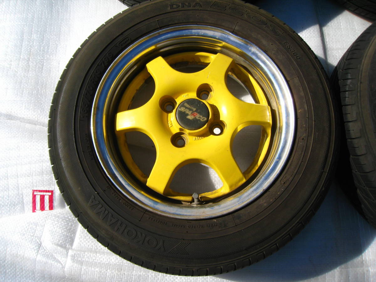 ★ Racing SPARCO レーシング スパルコ N1 13インチ 5J +36？ PCD 100 アルミセット 4本 ☆ イエロー ☆ ビート BEAT PP1 ☆_画像2