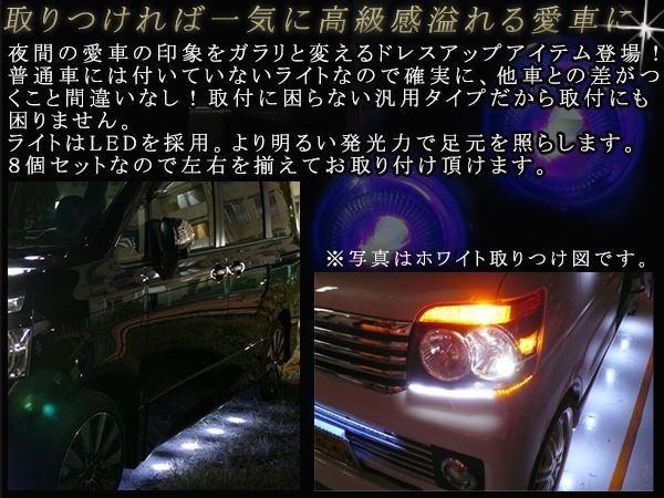 LEDスポットライト 汎用 車 アンダーライト ブルー 8個セット_画像2