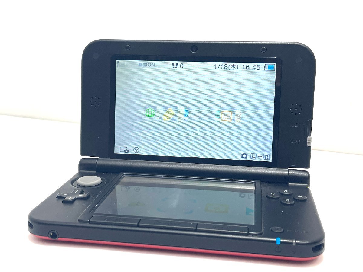 ★Nintendo 任天堂 3DS LL 本体 SPR-001 ブラック×レッド ゲームソフト付 携帯用ゲーム機 動作確認済 中古★003535_画像1