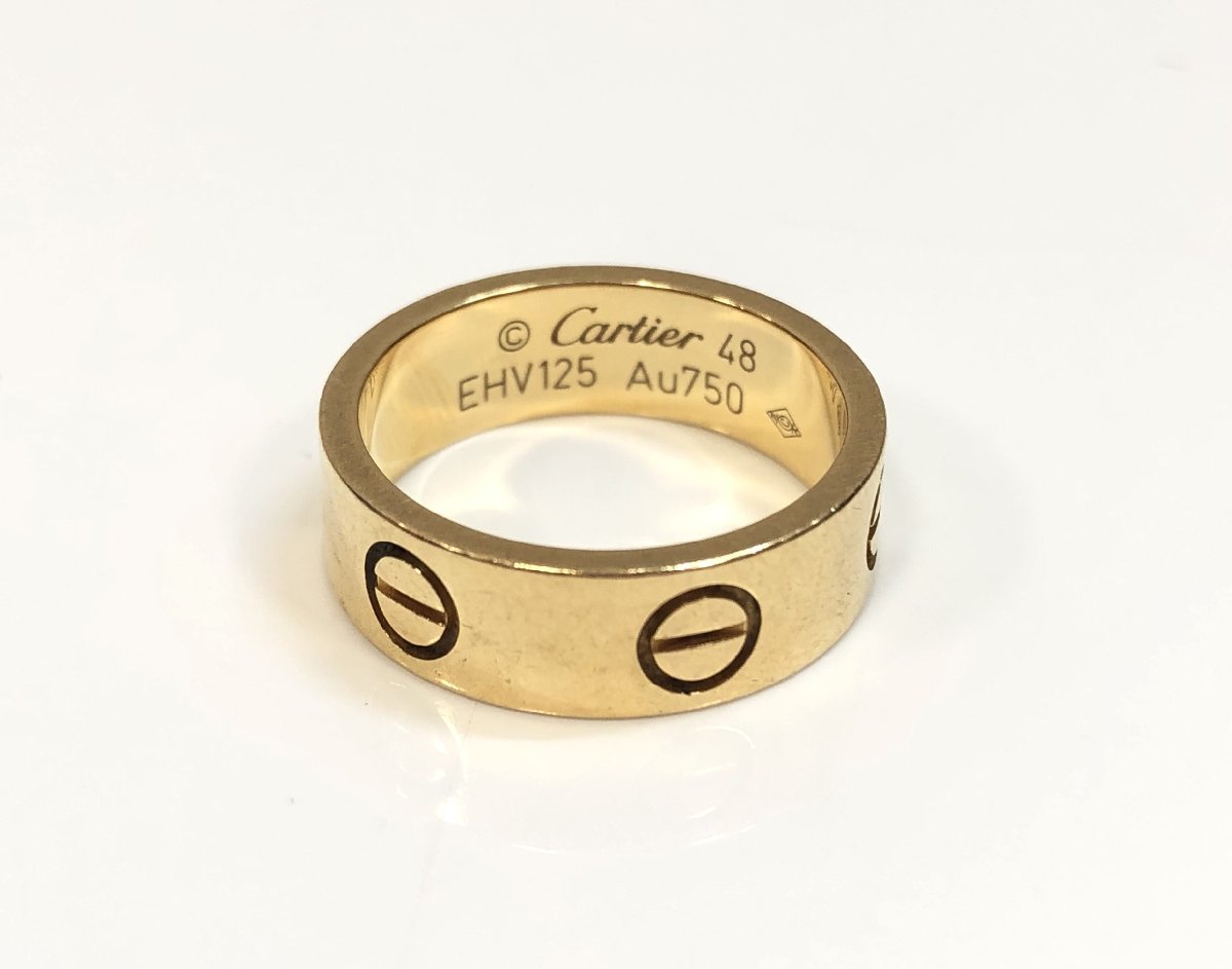 ★ Cartier　カルティエ　ラブリング　K18　Au750刻印　48　総重量約5.5g　8号　ケース付　中古★003500_画像2