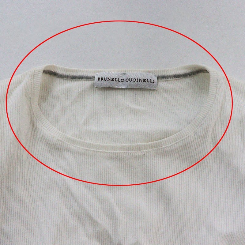 ブルネロクチネリ BRUNELLO CUCINELLI リブ カットソー M/ホワイト トップス プルオーバー Tシャツ【2400013728881】_画像6