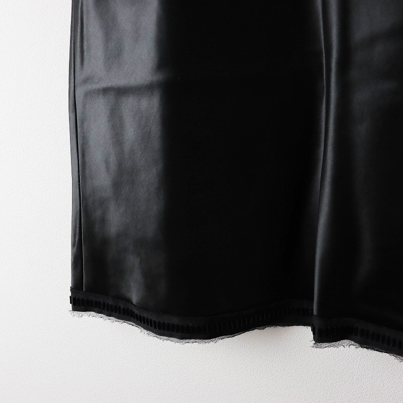 未使用 イタリア製 hlam ラム サテン スカート 42/ブラック ロング デザイン ビーズ フリンジ サイドジップ 【2400013744850】_画像4