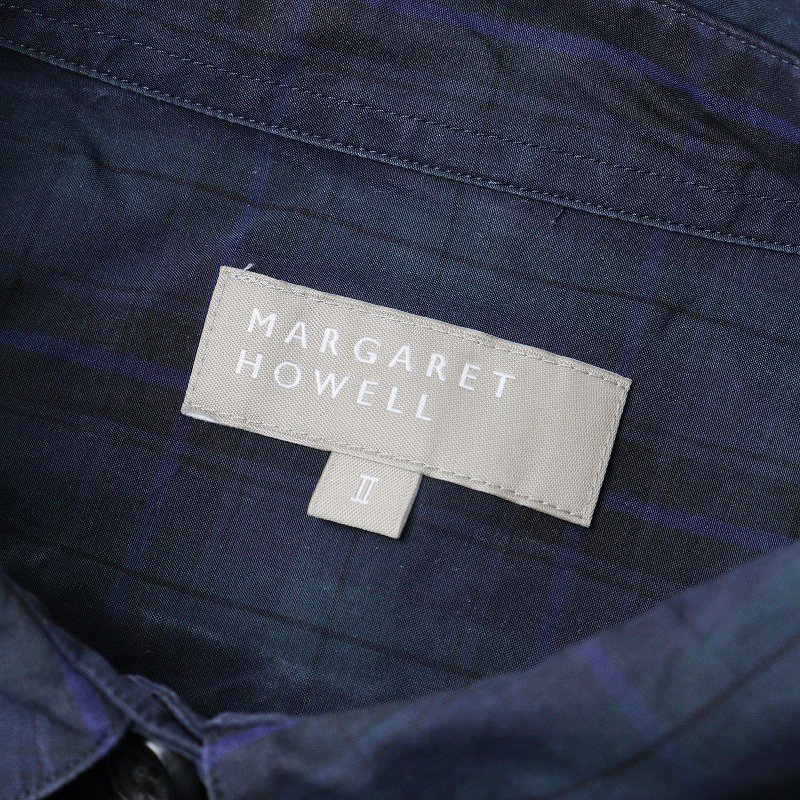 2021AW マーガレットハウエル MARGARET HOWELL コットンポプリンチェックシャツ 2/ブラックウォッチ ネイビー系【2400013742221】_画像5