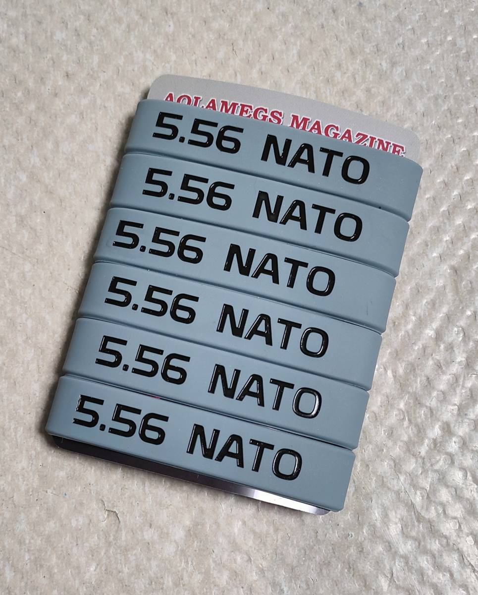 M4系マガジン用 マグバンド 『5.56 NATO』 グレー＆ブラック ６本セット マガジンバンド BCM89式UABHK416URG-1次世代SCARAR15の画像2