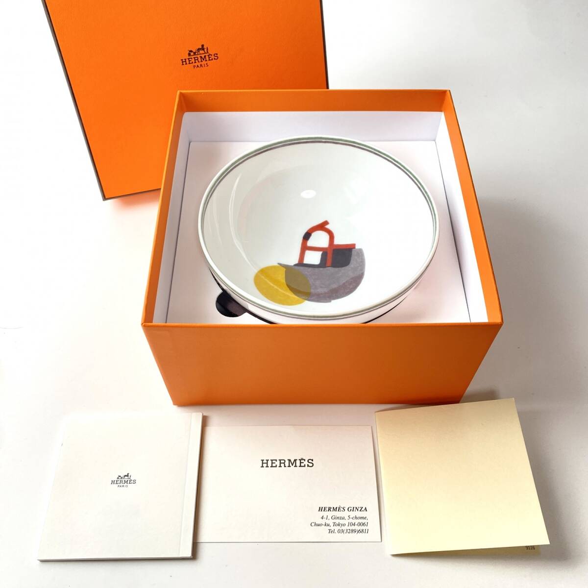 未使用 エルメス HERMES ボウル （ソー・エルメス）MM マルチ陶器