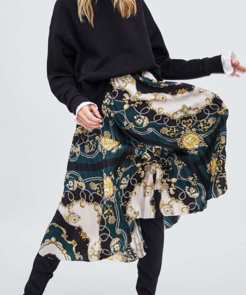 Paypayフリマ Zara ザラ スカーフ柄 ミモレ丈 プリーツスカート ロングスカート S Paypayフリマ Zara ザラ スカーフ柄 ミモレ丈 プリーツスカート ロングスカート S