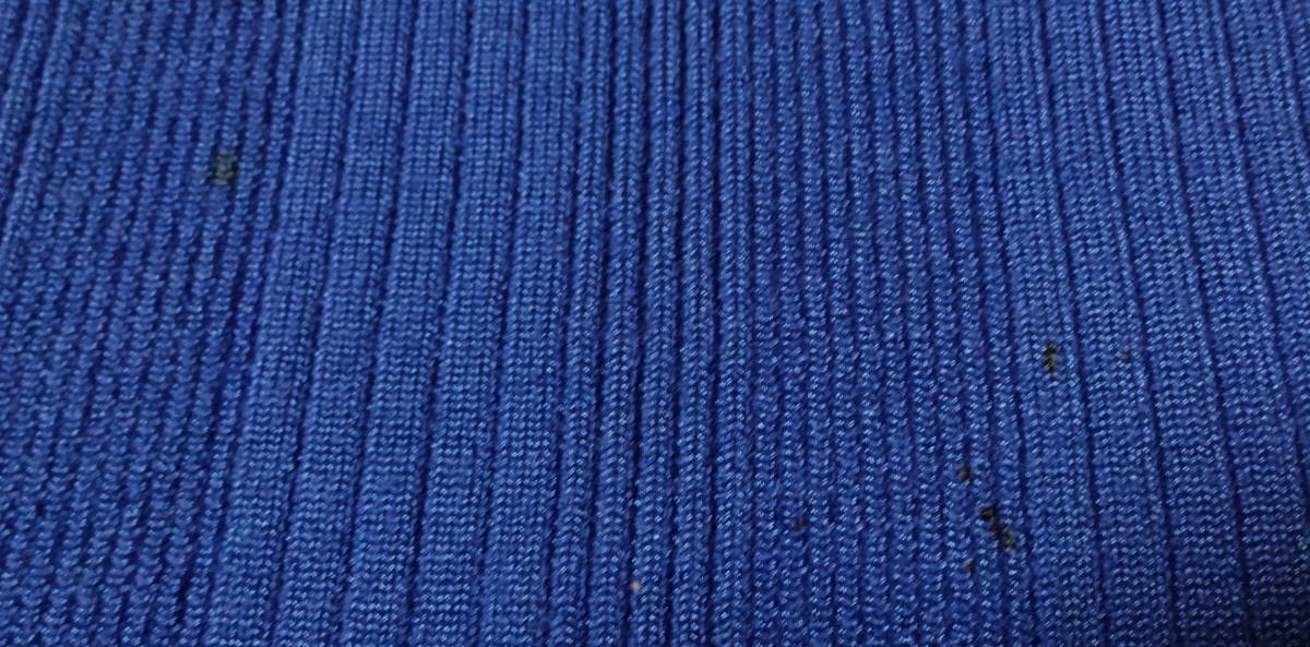 DKNY(ダナキャランニューヨーク）、青色Lサイズやや厚手タートル縦リブ編み長袖セーター、オンワード樫山㈱_画像6