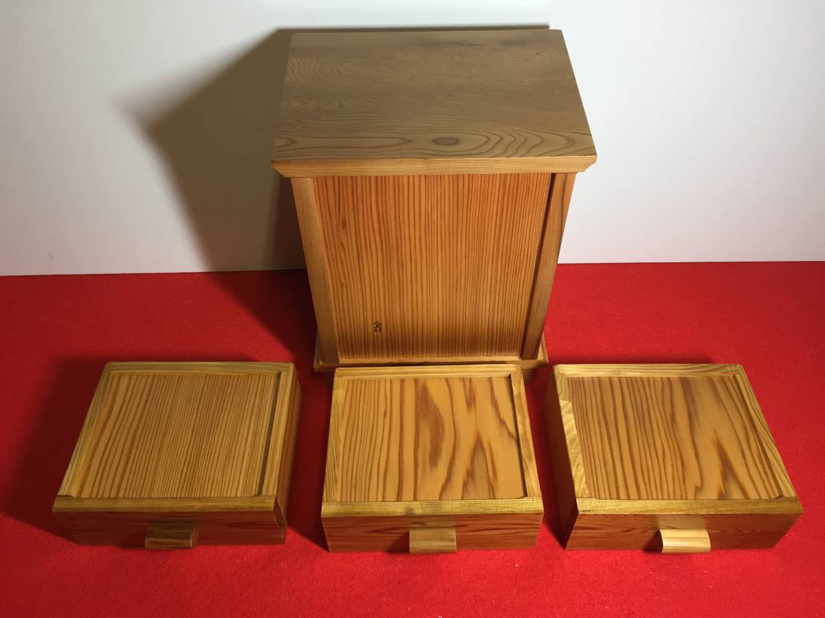 37 3 step case . tree shop . Japanese cedar handicraft interior furniture World Heritage 