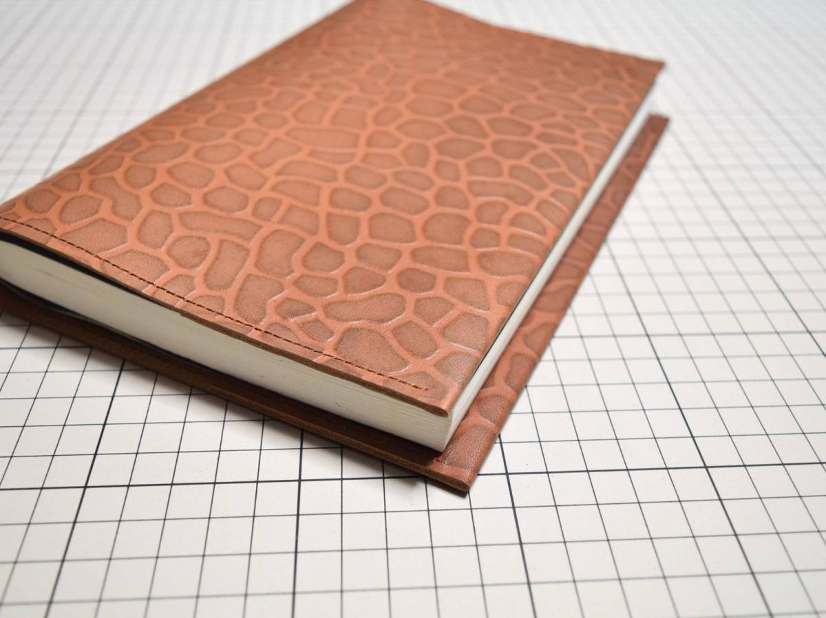  leather * original leather book cover cow leather ( A5 ) 327x210mm 102g G brick color stone tatami type pushed .