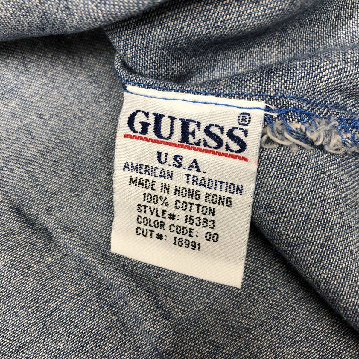 90s デッドストック Guess Jeans USA ゲスジーンズ デニムウエスタンシャツ Mサイズ 16383