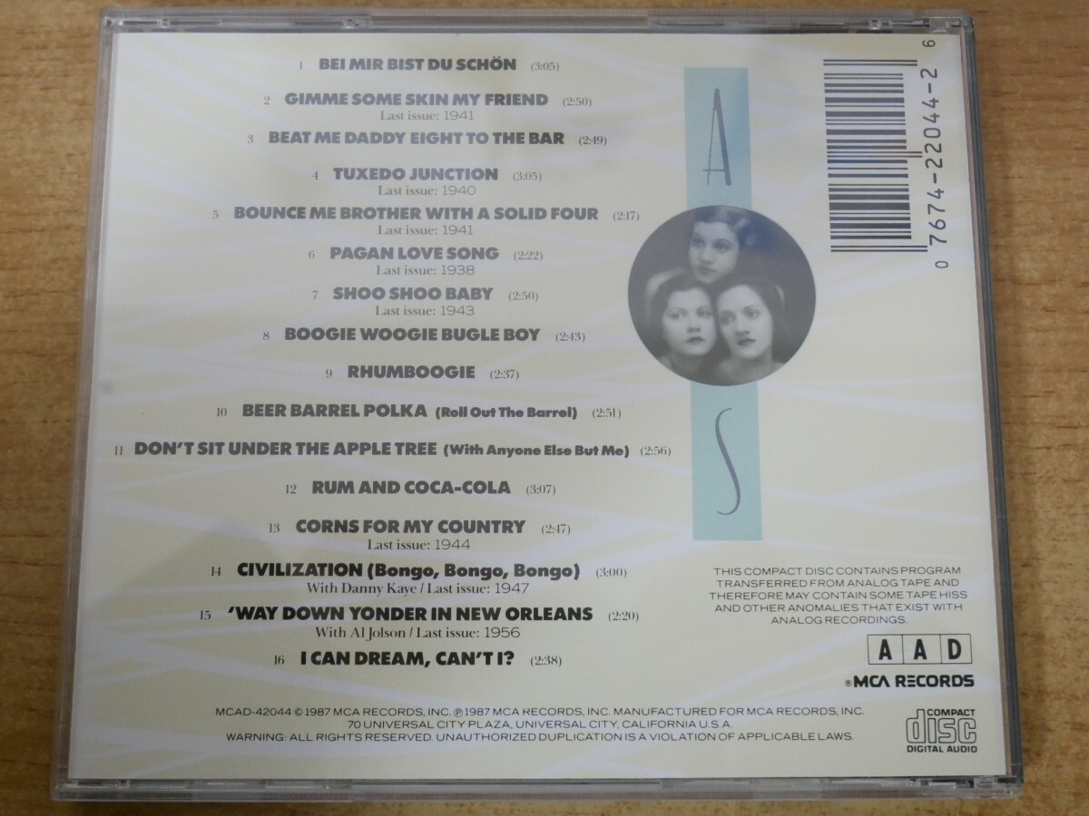 CDk-5298 The Andrews Sisters / 50th Anniversary Collection Volume One_画像2