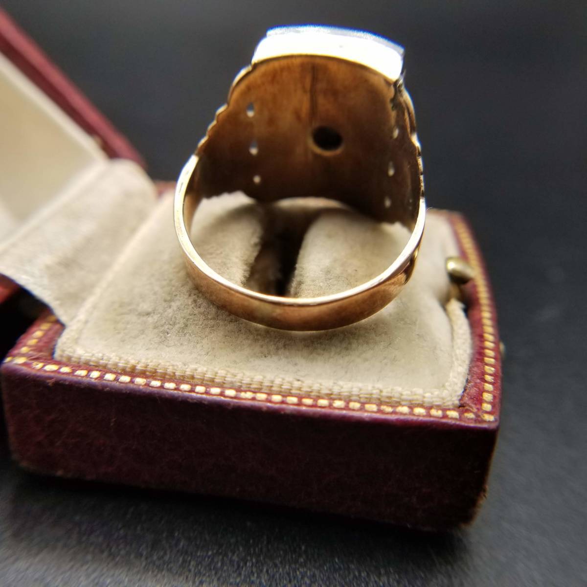シグネット K8 ローズゴールド ダイヤモンド 米国 ヴィンテージ リング 金 指輪 ビンテージ 彫金 モノグラム レター M_画像5