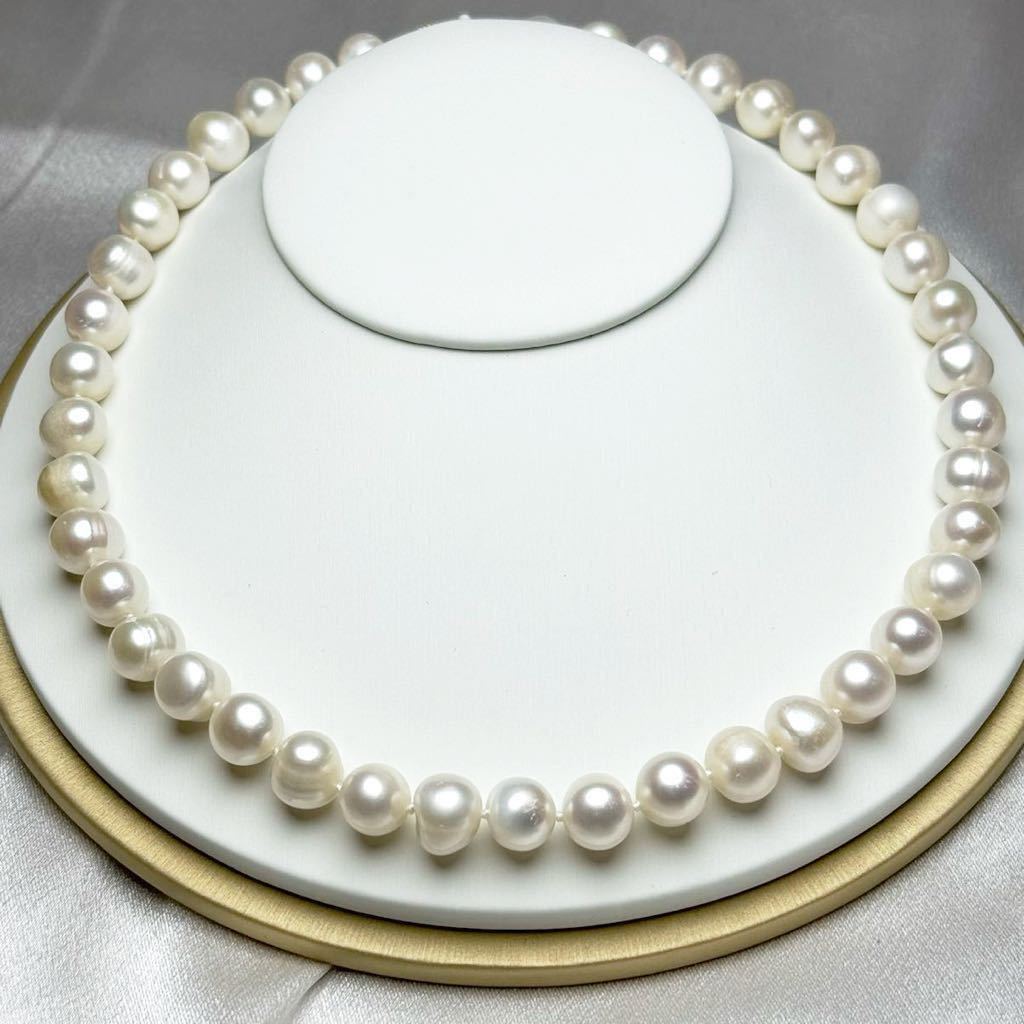 「綺麗！ハートデザイン本真珠ネックレス10mm 天然パールネックレス」42cm jewelry_画像3