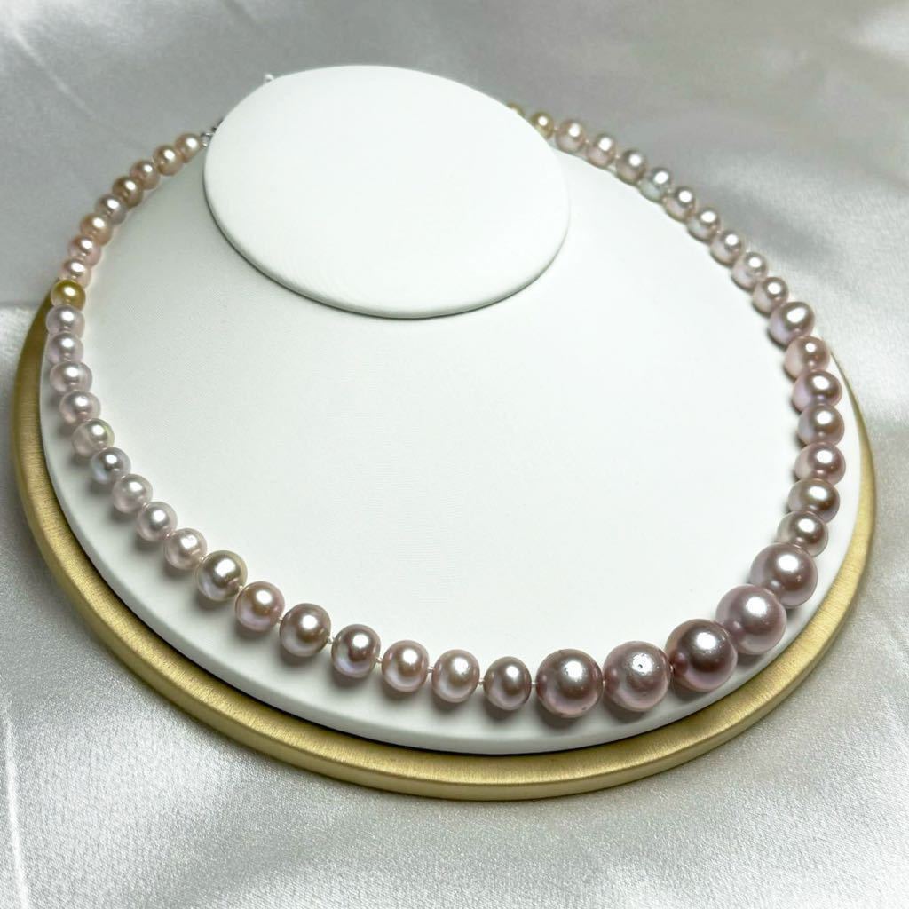 「南洋真珠 貴重なパープルパールネックレス6-13mm クラデーション」天然 真珠ネックレスjewelry Pearl necklaceの画像4