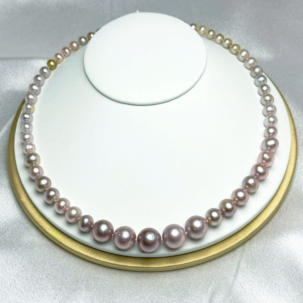 「南洋真珠 貴重なパープルパールネックレス6-13mm クラデーション」天然 真珠ネックレスjewelry Pearl necklaceの画像3