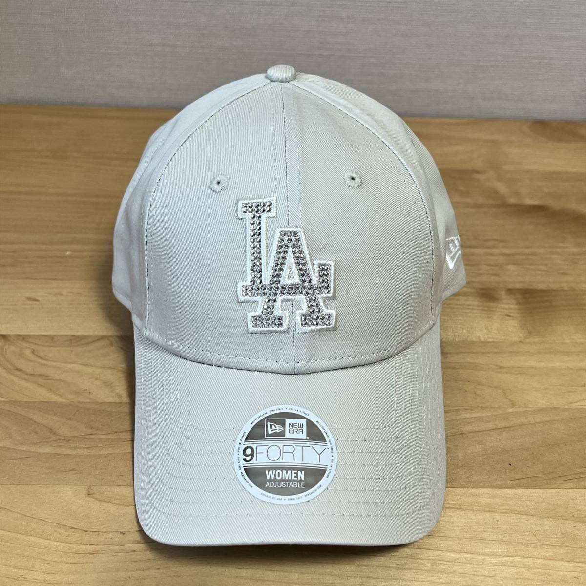 New Era ニューエラ キャップ LAドジャース ベージュ ラインストーン 野球帽 大谷_画像2