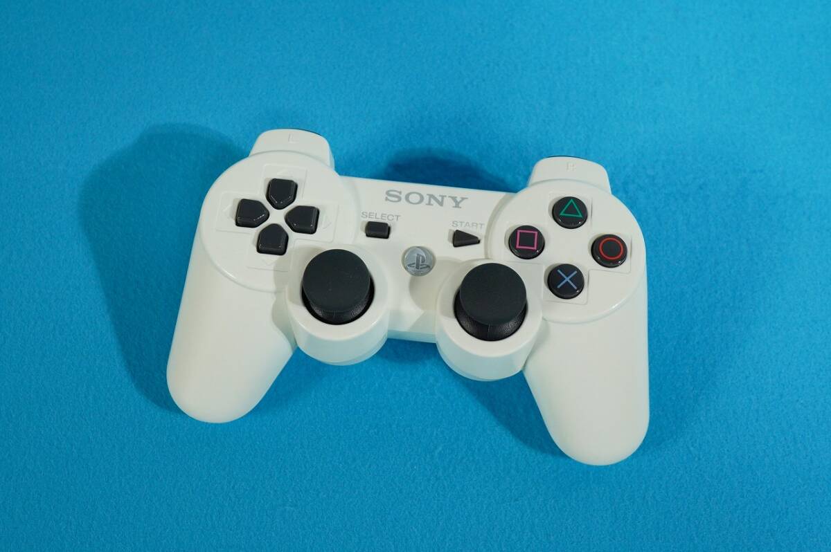 【送料450円～】【ランクA】動作確認済★SONY PS3 純正 コントローラー DUALSHOCK3 クラシックホワイト★デュアルショック3★543_画像1