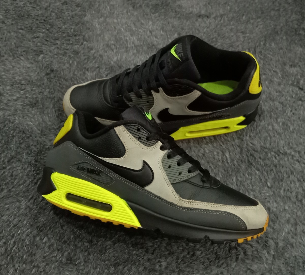 K24【特価/Used/入手困難】NIKE AIR MAX 90 LTR BLACK/WOLF GREY/DARK GREY/Jordan sb force atmos AIRMAX dunk acg supreme 1 2 4 95 97_画像9