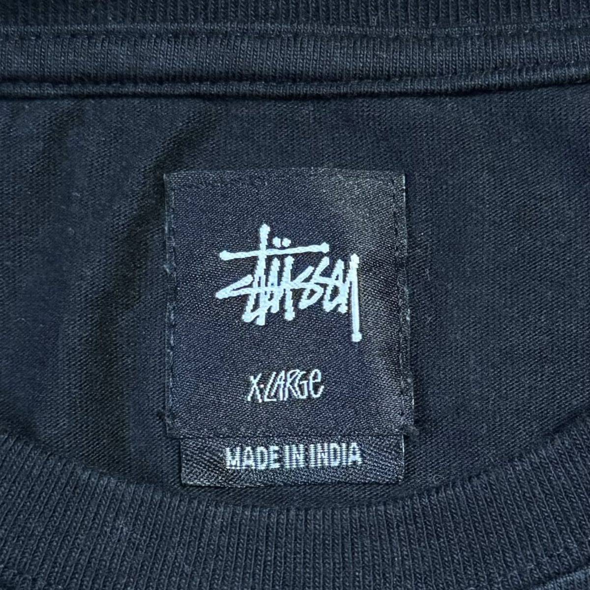 【 XL 】 ステューシー STUSSY ビッグロゴ ラインデザイン へビーウェイト 長袖 Tシャツ ブラック 黒 ロンT スウェット オールド_画像5